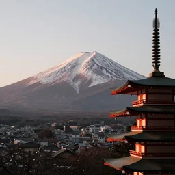 1 9 7 0 s photograph with mount fuji in the distance, golden hour lighting, award winning photograph, fujifilm