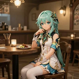 Yda from FFXIV sitting down in a tavern, ultra detailed, art by Leesha Hannigan and Greg Rutkowski, fantasy, 8K, intricate, warm lighting, concept art