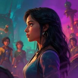 side - profile portrait, maya ali mage, gloomhaven, dynamic lighting, gaudy colors, octane render aesthetic, matte painting concept art, official fanart behance hd artstation by jesper ejsing, by rhads and makoto shinkai and lois van baarle and ilya kuvshinov and rossdraw