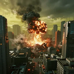 cyberpunk 2077 city being destroyed by a nuclear bomb