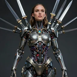 natalie portman as a cyborg fantasy character portrait, ultra realistic, wide angle, intricate details, blade runner artifacts, highly detailed by peter mohrbacher, boris vallejo, hajime sorayama aaron horkey, gaston bussiere, craig mullins