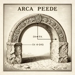 diagrama de un arco de piedra decorativo construccion antigua by aborigenes patagonicos y goya, engraving, trading card, grabado, ortografico,