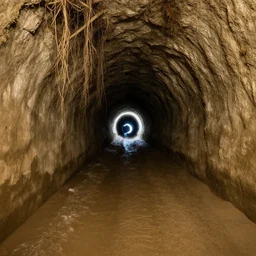 this tunnel stretches out before you. it is too dark to see the end, but you can hear the distant roar of rushing water. roots dangle from the sandy walls as you walk, and your footsteps echo throughout this passage.