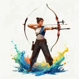 archery pose splash art graphic design color splash high contrasting art, fantasy, highly detailed, art by greg rutkowski