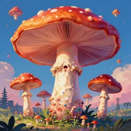 vibrant portrait of psychedelic mushrooms dream, no fears, okay one fear, artstation, award - winning realistic sci - fi concept art by dave mckean, a realism masterpiece, complimentary color palette, james gilleard, bruegel, alphonse mucha, and yoshitaka amano