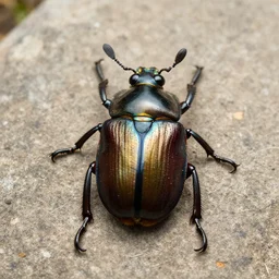 a beetle insect with wings looking like john lennon