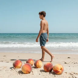walking on the beaches looking at the peaches in the style of SKA