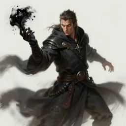 portrait of a sorcerer holding black sludge, action pose, concept art, digital painting, trending on artstation, deviantart, epic composition, extremely detailed, ambient lighting, masterpiece, sharp focus, octane render