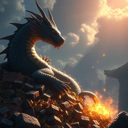 a wholesome animation key shot of dragon sleeping on a massive pile of treasure by studio ghibli, animation, sharp, rendered in unreal engine 5, focused, anime key art by greg rutkowski, donato giancola, bloom, dramatic lighting