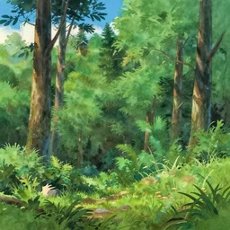 forest lanscape panorama by makoto shinkai in pixar style airbrush watercolor
