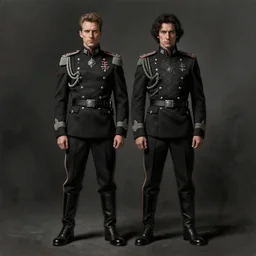 portrait of john oliver next to adam driver, standing together looking stoic, full body, military uniform, fantasy, intricate, elegant, beautiful, highly detailed, charcoal, centered, dark, smokey, digital painting, artstation, concept art, smooth, sharp focus, illustration, art by artgerm and greg rutkowski and alphonse mucha