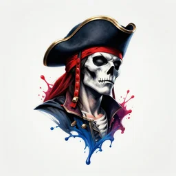 pirate neck tattoo splash art graphic design color splash high contrasting art, fantasy, highly detailed, art by greg rutkowski