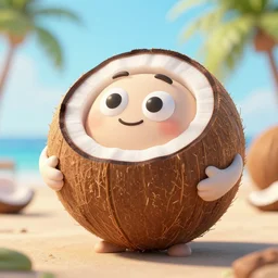 all you need is to find the kokonut man, coconut, coconut, cartoon, cartoon, ultra realistic, unreal engine 5, depth of field, bokeh, octane render, 8 k hd,
