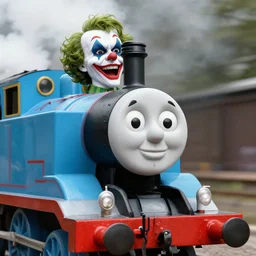 Thomas the Tank Engine laughing like The Joker by H.R. Giger