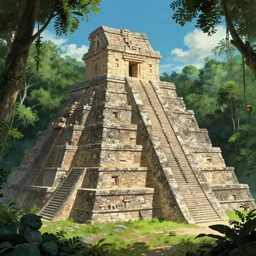 ancient maya temple in the jungle, establishing shot, epic composition, artstation, elegant, highly detailed, digital painting, concept art, smooth, sharp focus, illustration, art by studio ghibli, fujita goro, atey ghailan, tom whalen, jean giraud 8 k