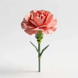low-poly carnation, photorealistic wildlife photography, full body, isolated on a pure white background, centered, entire subject in frame, sharp focus, soft studio lighting