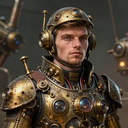 portrait of max verstappen, steampunk art, fantasy style, super high detail, super high quality, talented artist, trending on artstation, machinarium