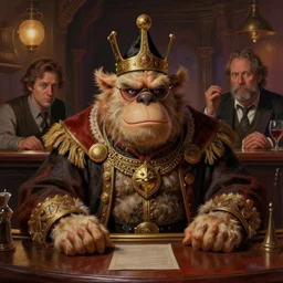 digital painting of a grumpyy emporer in a bar by darek zabocki, tom bagshaw and jordan grimmer, intricate, detailed