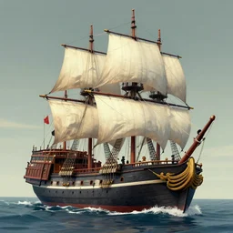 beautiful.. clipper ship of pirates, lowbrow, matte painting, 3 - d highly detailed, in the style of geiger rhamas kinkade john stephens's,