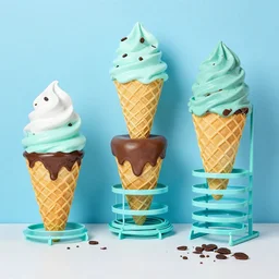 mint choc chip themed studio set up with ice - cream coloured cable management and fresh blue lighting