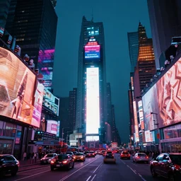 Times Square in the year 2100, cyberpunk, neon