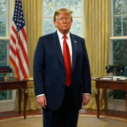 portrait of the united states president, 1 8 6 7, donald trump. standing in the oval office. oil on canvas by william sidney mount, trending on artstation