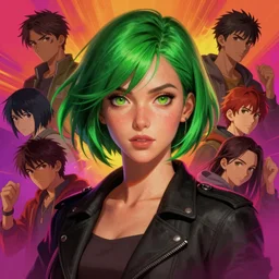 beautiful woman with short green hair, portrait, maya ali mage, gloomhaven, dynamic lighting, gaudy colors, octane render aesthetic, matte painting concept art, official fanart behance hd artstation by jesper ejsing, by rhads and makoto shinkai and lois van baarle and ilya kuvshinov and rossdraws