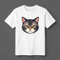 tshirt design, angry cat, white background, teepublic, redbubble