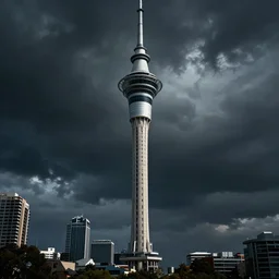 auckland sky tower, fantasy, digital art, evil, artstation, octane render