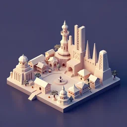 a low poly isometric render of moonlit kerala village in the style of monument valley, with kerala motifs, intricate, elegant, smooth shading, soft lighting, illustration, simple, solid shapes, concept art, by magali villeneuve, jeremy lipkin and michael garmash, rob rey and kentaro miura style, octane render