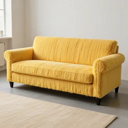 a chesterfield sofa fabricated from cooked spaghetti