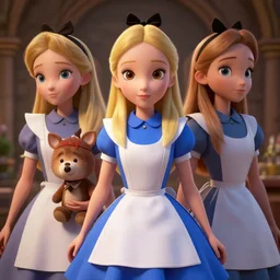 a insanely intricate detailed beautifull 3 d render of alice in wonderland, beauty clean faces, cute detailed characters, unreal engine, 8 k resolution, cell shaded rendering, soft dramatic lighting, cinematic, subsurface scattering, anti aliashing,