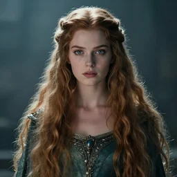 portrait of a fantasy princess with long hairs in alan lee and marc simonetti and emil melmoth style  , cinematic lighting