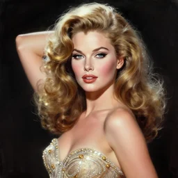 portrait of veronica lake, intricate, elegant, glowing lights, highly detailed, digital painting, artstation, glamor pose, concept art, smooth, sharp focus, illustration, art by frank frazetta, william mortensen, arny freytag