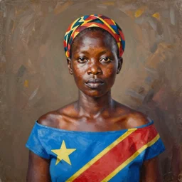 portrait of an congolese woman ( 3 5 ) from democratic republic of the congo ( congo - kinshasa ) in 2 0 2 1, an oil painting by ross tran and thomas kincade
