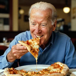 color film of joe biden eating pizza in an italian restaurant 1 9 9 4 im the film of forest gump, grinning, close up, detailed