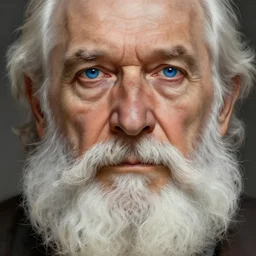 Old man with blue eyes and bushy white beard, digital painting, lots of details, 4k, intricate, trending on artstation, cgsociety, deviantart