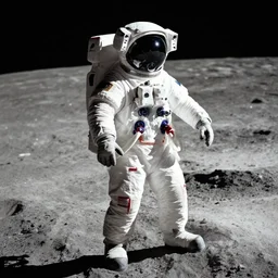 astronaut walking on the moon with swagger