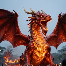 photo of a large fire breathing dragon, Sony a7 f2.8