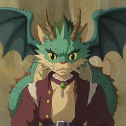 cat dragon hybird portrait victorian era by miyazaki hayao symmetrical concept art, super - resolution, ultra - hd, 1 0 8 0 p,