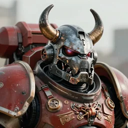 hyper realistic portrait of heroic warhammer 4 0 k android head, cinematic, chaos marine, khorne, full head and shoulders, muppet, greg rutkowski, redshift, vray, octane