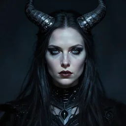 kerli koiv nordic volva, darkwave, darksynth headshot character portrait, sharp, digital matte painting, art by luis royo, greg rutkowski, wlop, dramatic lighting, trending on artstation
