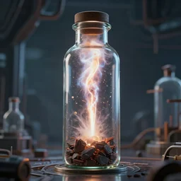 Tornado inside of a bottle, science fiction industrial hard science concept art, 8K render octane high definition cgsociety, photorealistic, unreal engine 5