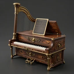 Tonemapped Steampunk harpsichord, Artstation, Unreal Engine, photorealistic