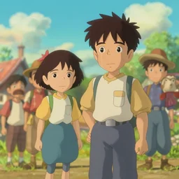 3d render cinematic film still from a 2022 Pixar movie About Ghibli characters , in the style of Pixar, shallow depth of focus