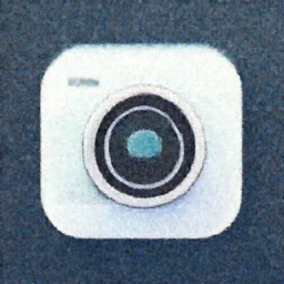 app icon of a camera lens, mate colors, material design, minimalist