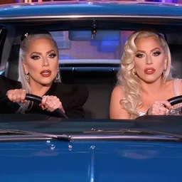 lady gaga and judy garland doing carpool karaoke, lady gaga and judy garland, carpool karaoke, lady gaga, judy garland, carpool karaoke, youtube video screenshot, the late late show with james corden