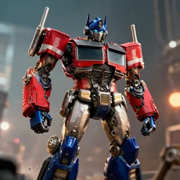 optimus prime in gears of war, splash art, movie still, cinematic lighting, ray tracing, octane render, long lens, shallow depth of field, bokeh, anamorphic lens flare, 8 k, hyper detailed, 3 5 mm film grain