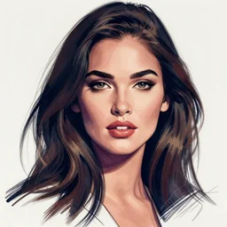 megan fox portrait, artwork by rari temper, graphic design, flat color and line, sketch, digital illustration