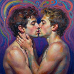 a man being overcome by love, ( ( ( psychedelic dripping color ) ) ), detailed painting by painting by pablo amaringo david normal